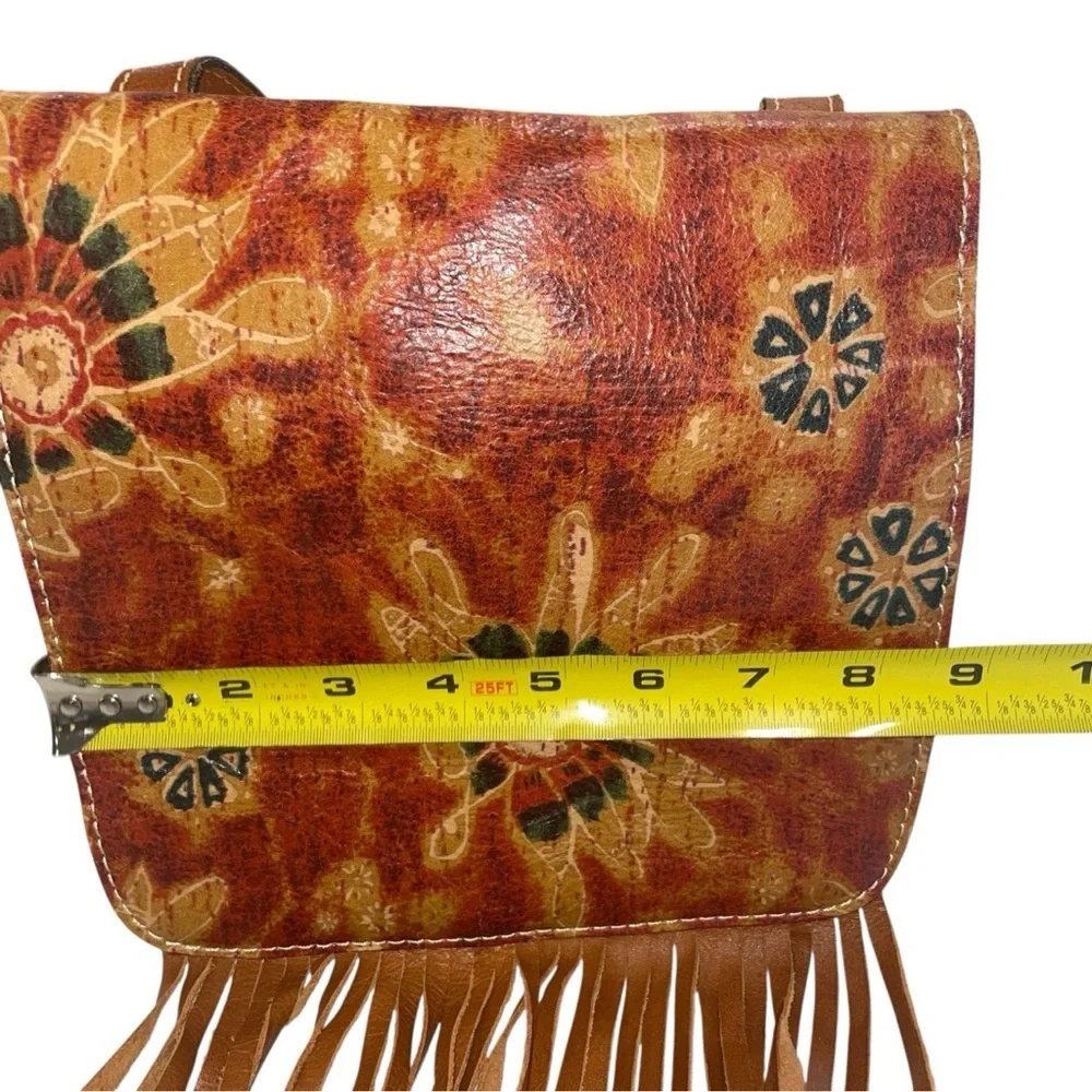PATRICIA NASH 70s REVIVAL COLLECTION FLORAL CROSSBODY FRINGE ITALIAN LEATHER - Picture 5 of 7